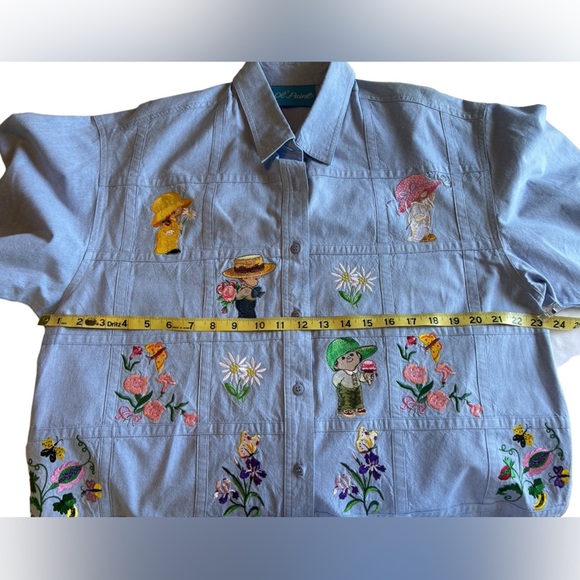 Vintage Embroidered Blue Button Down Shirt - Picture 3 of 15